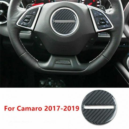 Real Carbon Fiber Steering Wheel Cover Sticker Trim For Chevrolet Camaro 2016-19
