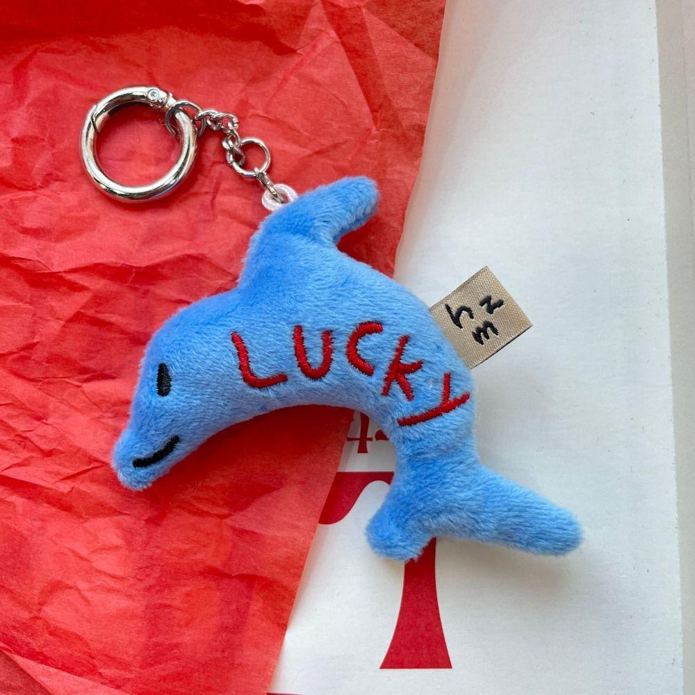 Long Hair Dog Plush Doll Keychain Hug Bear Dolphin Pendant Funny Animal Key Chain Car Key Pendant