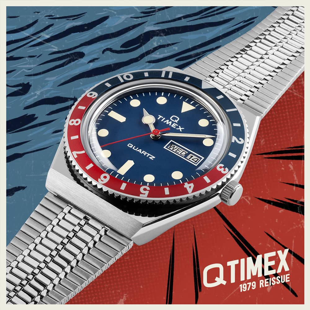 TIMEX Men's Q Watch, Blue and Red, TW2T80700 [Parallel Import]