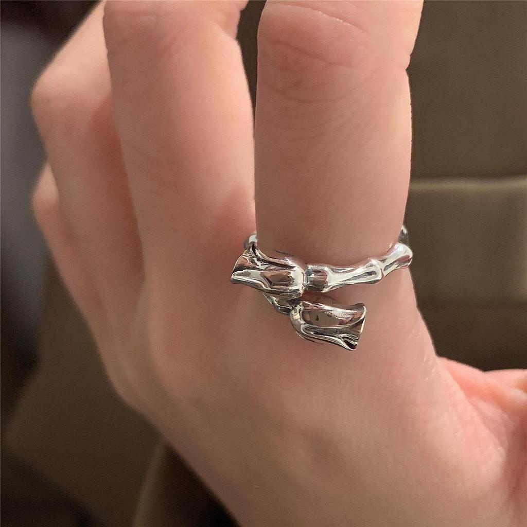 925 Silver-Plated Irregular Plain Ring for Women - Korean Simple & Trendy Design, Non-Fading