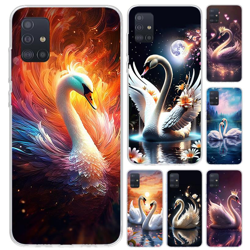 White Swan Grace Art Phone Case for Samsung Galaxy A52 A32 A22 A12 A02S A50S A30S A10S Note 20 Ultra 10 Plus S10 A31 A20 A71 A72