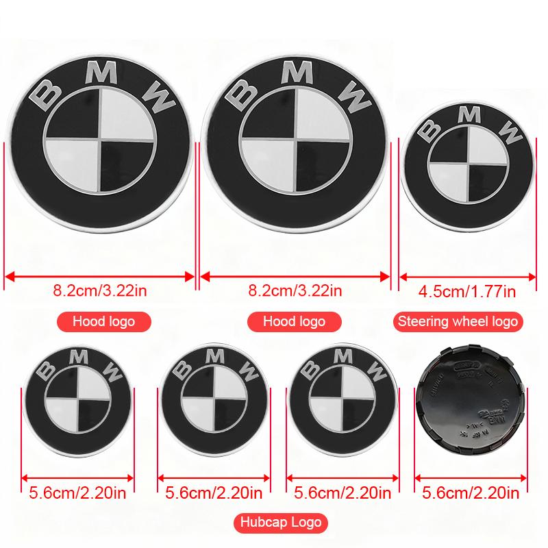 1/4/7Pcs For BMW M3 M4 E46 E90 E60 F30 Car Front And Rear Logos Wheel Hub Center Covers Steering Wheel Stickers Auto Accessories IH2
