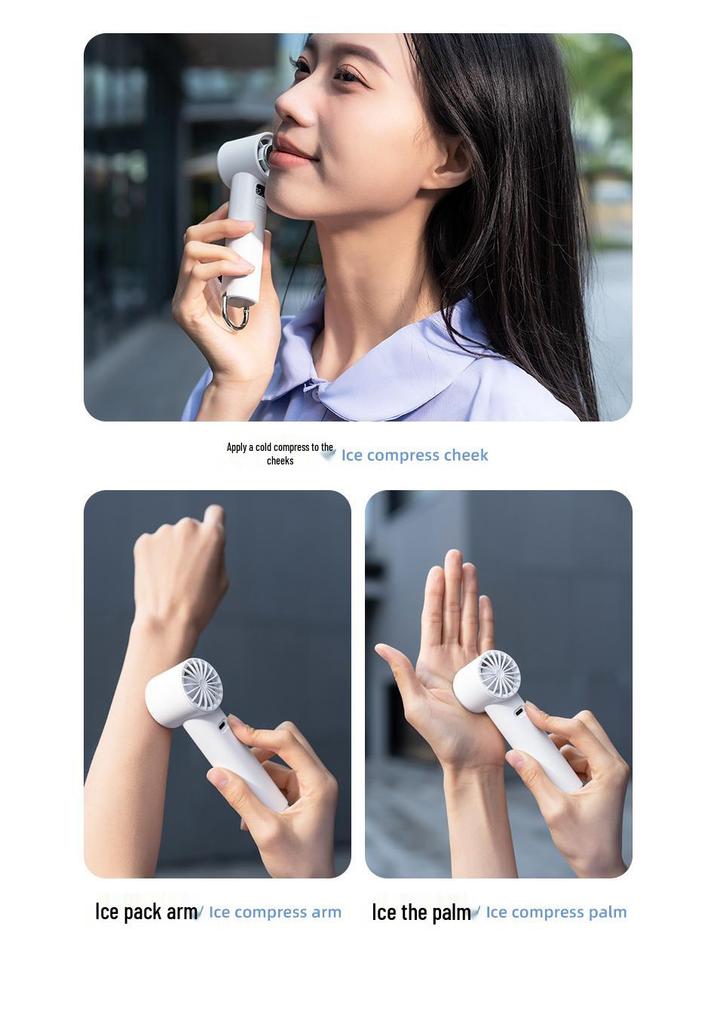 Cross-Border High-Speed Handheld USB Mini Fan with Hanging Buckle and Cooling Ice Pack.