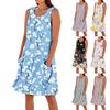 Women's Casual Summer Floral Print Sleeveless Pocket Dress