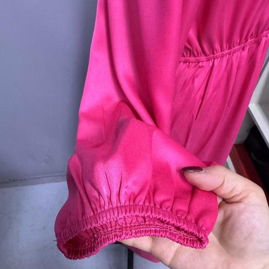 Женское атласное платье-запа́х длинное с V-образным вырезом, длинным рукавом, макси, с высоким разрезом, вечернее платье для вечеринки, коктейльное платье