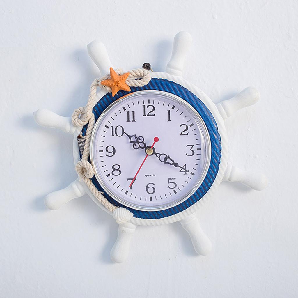 Деревянные настенные часы в средиземноморском стиле, ретро руль, колесо корабля, круглые подвесные часы, домашний домашний морской декор
