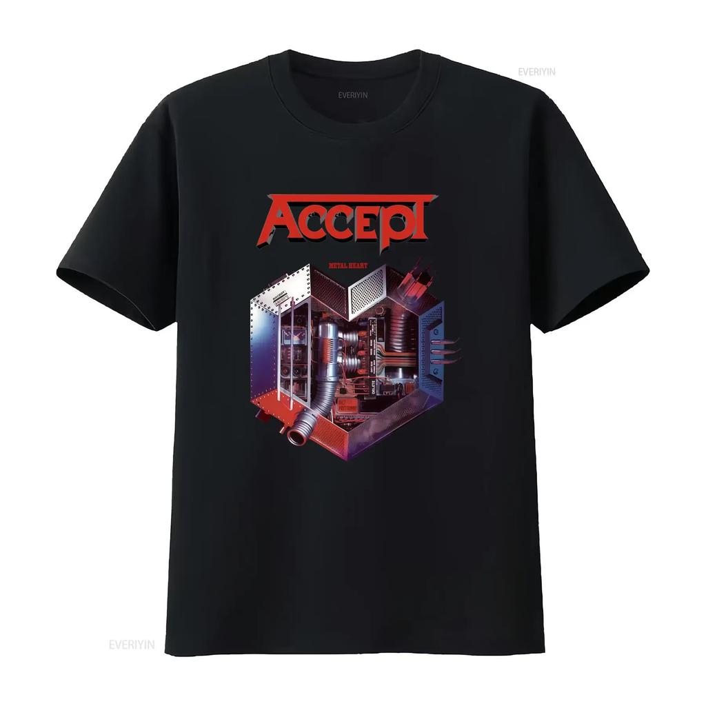 ACCEPT METAL HEART Album Design T Shirt Sizes S 5XL MR319 Band Merch Music Lover vintage Washed Versatile Casual Soft fashion