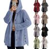 Women's Fashionable Coat Solid Color Long Sleeved Hooded Button Plush Warm Jacket