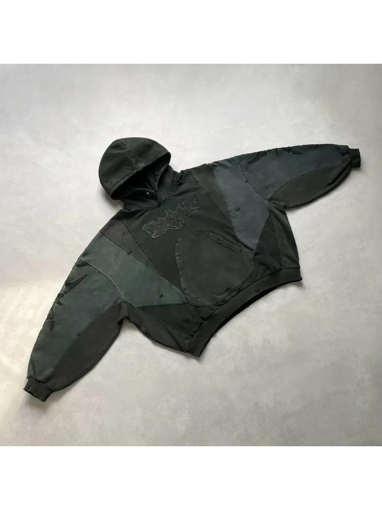 Fashion Harajuku Trend Hoodie Retro Alphabet Embroidery Hoodie Men Y2k Goth Coat Casual Loose Sweatshirt Hoodies