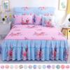 Flower Pattern Lace Bed Cover Bed Skirt Supplies Bedclothes Bed Cover Pillowcase Brushed Microfiber Ruffled Bed Skirt (Without Pillowcase)