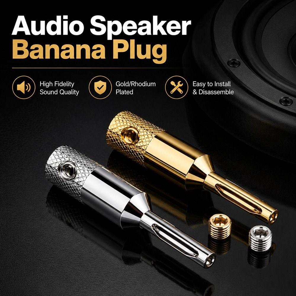 1Pcs Rhodium Plated Audio Speaker Banana Connector Solder Free Banana Adapter Audio Video System