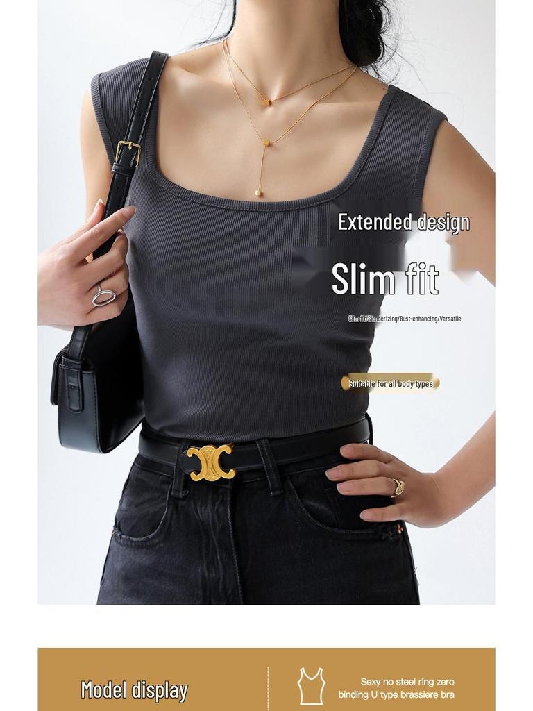 Женская летняя майка без рукавов с квадратным вырезом - Свободная, универсальная и легкая майка