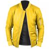 Stylish Yellow Jacket Men's Bomber Biker Soft Lambskin Leather Jacket Handmade