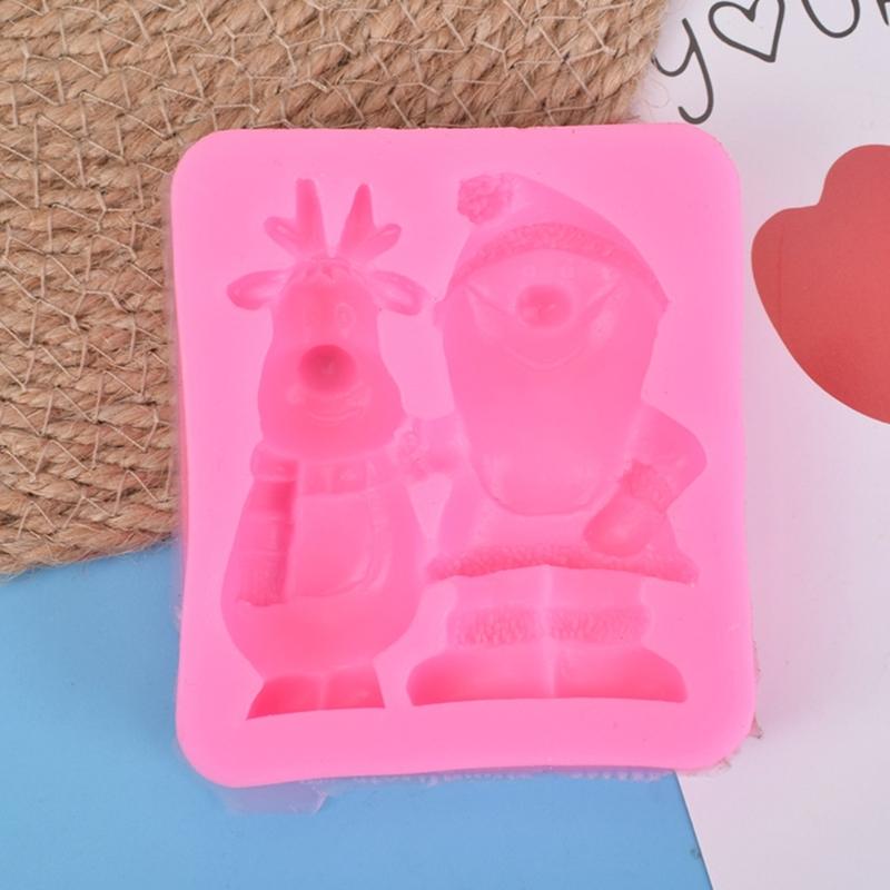 Santa Claus Elk Fondant Chocolate Mould Cake Toppers Baking Tool Christmas Ornament Silicone Mold Easy To Clean