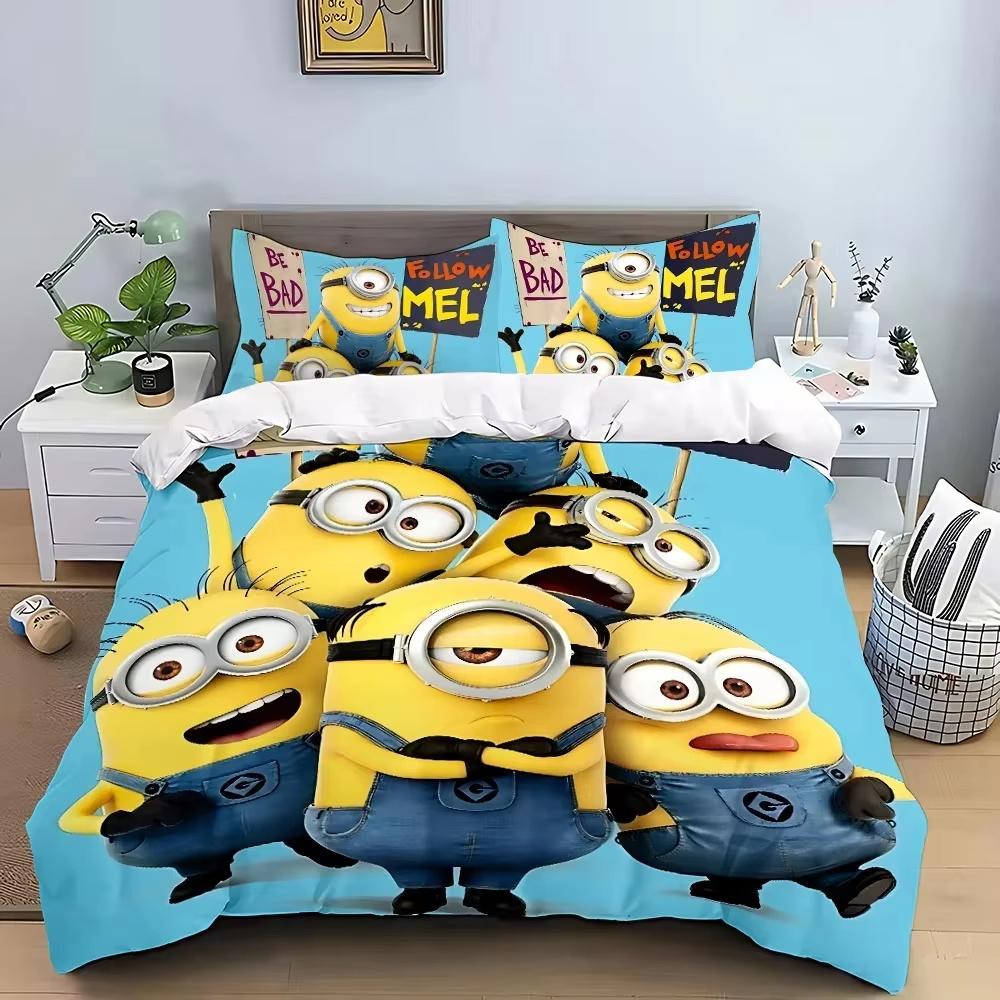 Домашний Аниме M-Minions 3D Цифровая Печать Комплект Постельного Белья, Мультяшная Пододеяльник и Наволочки 75*50 для Взрослых и Детей Роскошные Подарки