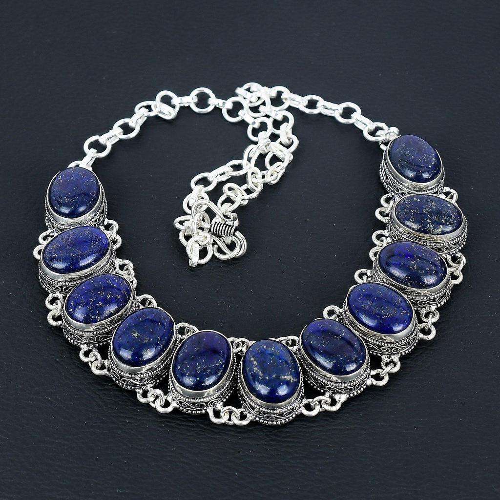 Blue Sapphire Gemstone Handmade 925 Sterling Silver Jewelry Neclace Bracelet Set, Antique Jewelry Set, Wedding Gifts Bracelet For Easter Gift