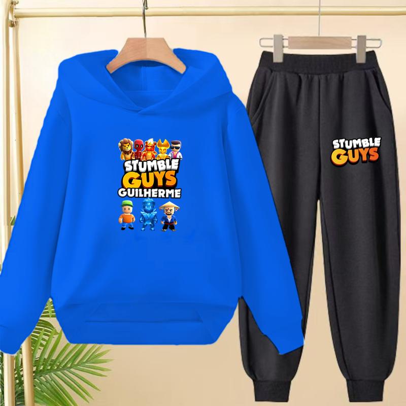Children's Hoodie Pullover 3-12Yrs Anime GUYS Print Charming Coat Sweatshirt+Pants Boys Girls Toddler Trendy Clothes Leisure Set