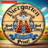 1pc 2d Flat Oktoberfest Biergarten Sign - 20cm Wooden Oktoberfest Decoration with Beer Mugs, Good Friends & Times, Welcome Prost! - Perfect for Home