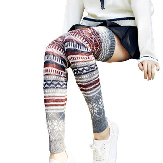 Вязаные носки, украшающие дышащие женские вязаные гетры до бедра, для покупок