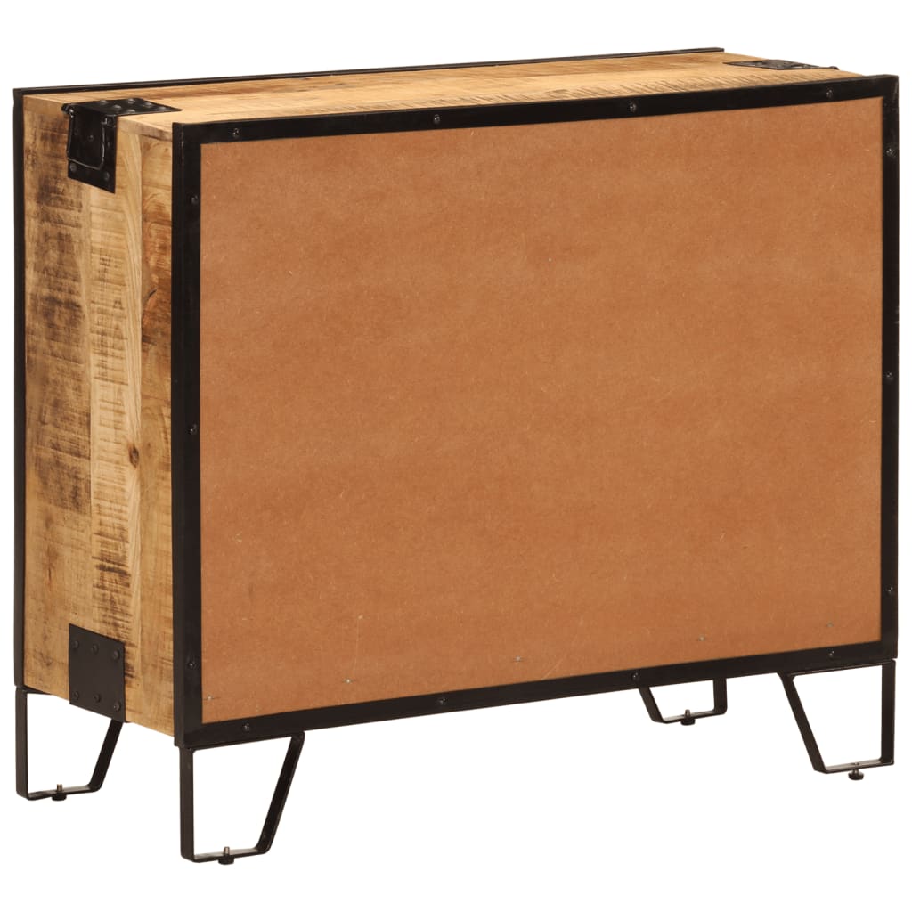 Sideboard 80x31x66 cm Solid Rough Mango Wood and Metal