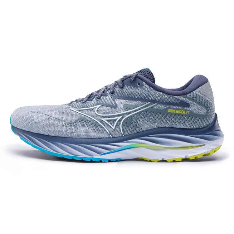 Mizuno Wave Rider 27 Lightweight Comfortable Shock Absorption Durable Breathable Rebound Low-Top Running Shoes Men Sneaker Blue Gray J1GC230301