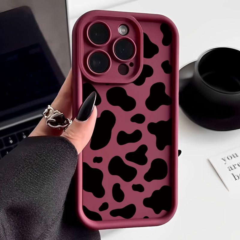 Чехол для телефона Candy Color Lens Protection для iPhone 16 Pro 15 14 Plus 13 12 11 Pro Max Xr Xs X 8 7, противоударный, с рисунком коровы, мягкий чехол из ТПУ