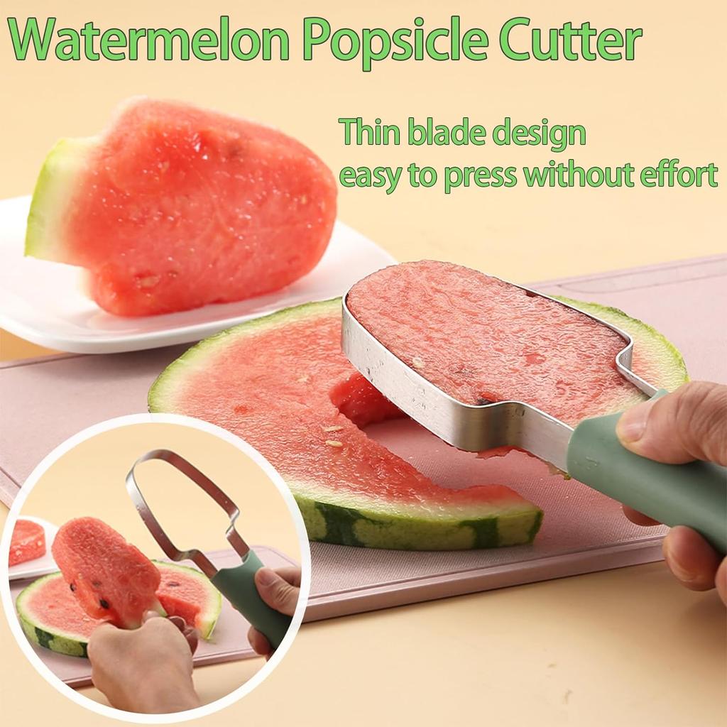 3-in-1 Watermelon Fork Slicer Cutter Stainless Steel Watermelon Popsicle Cutter Watermelon Cutter Slicer Tool Kitchen Gadgets