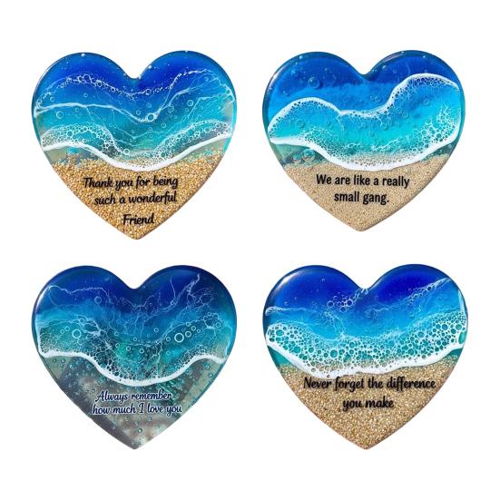 Ocean Pocket Heart Glass Beach Heart Ornament Handmade Pocket Sea Mini Heart Keepsake Gift for Friend Valentine's Day Birthday