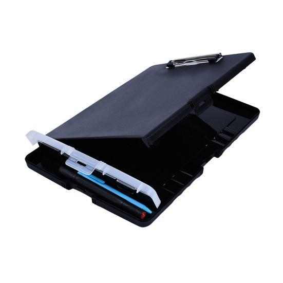 File Folder Organizer with Strong Lock Non-Slip Clips Hanging Holes 3-in-1 Clipboard Pencil Case File