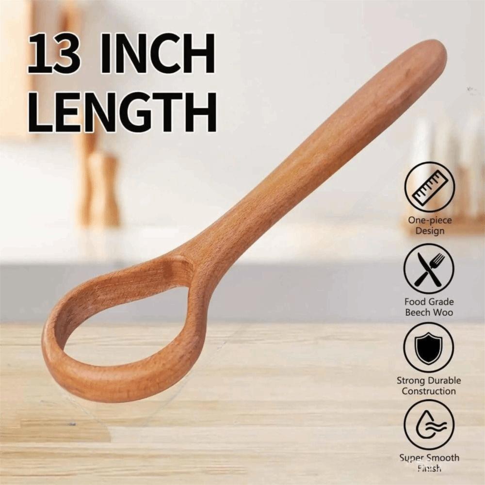 Long Handle Wooden Dough Whisk Comfortable Grip Manual Stirring Rod  Biscuits Preparation