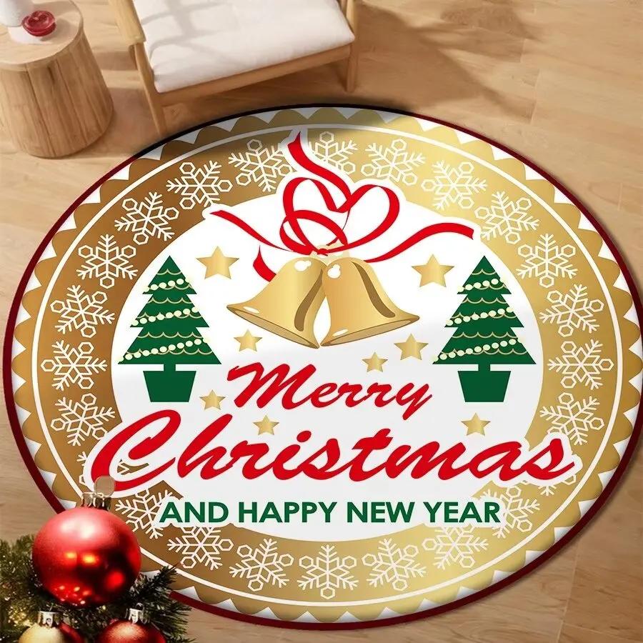 Круглый ковер Рождественская снежинка для украшения гостиной Новогодний домашний ковер для спальни Большой ковер Мягкий Нескользящий Коврик для пола в гардеробной