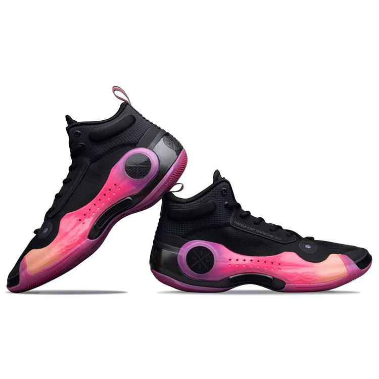 Li Ning WOW 10 Рассвет Удобная амортизация, износостойкие, средняя высота, баскетбольные кроссовки, мужские, черные, ABAS075-1
