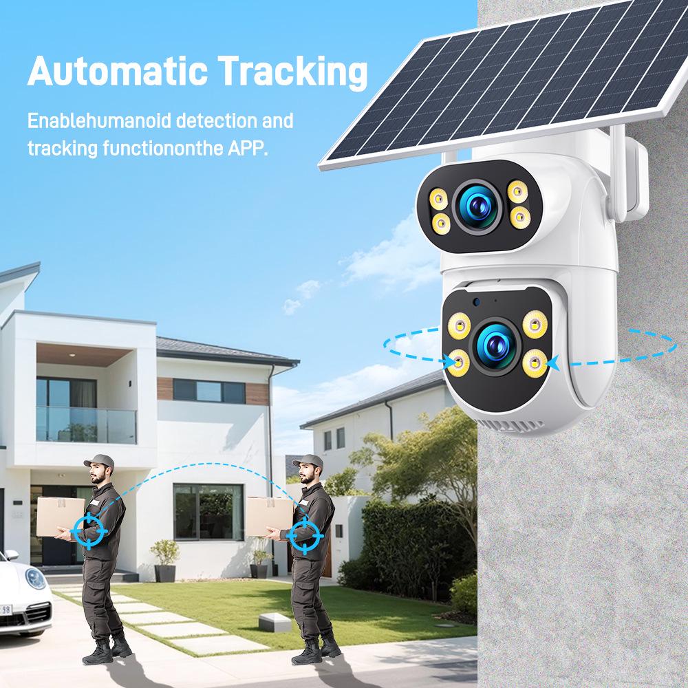 4G Solar Dual-Lens 360° Panoramic HD Night Vision Wireless WiFi Camera