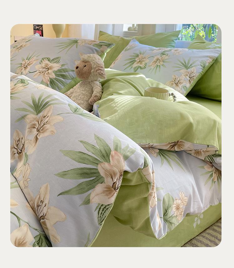 Small Fresh Flower Cotton Printed Three/Four Piece Bedding Set - Flower Simple Water Color