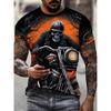 Street Motocar Men's Casual 3D Print Loose Round Neck Short Sleeved T-shirt Top