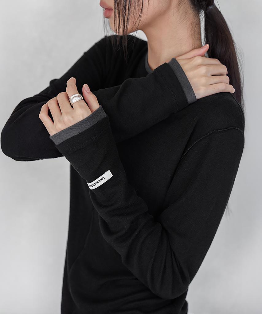 Футболка с длинным рукавом Leondeondada Label, с разрезом, черная