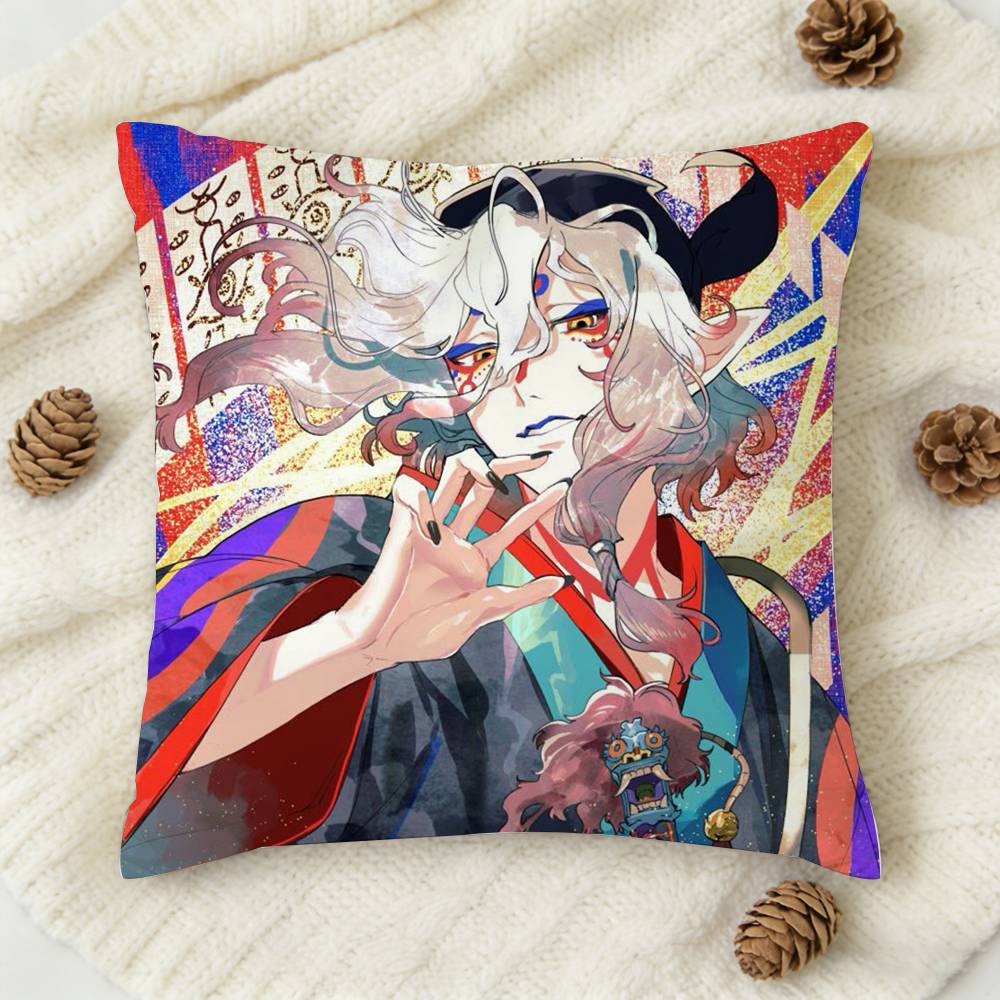 Anime MMononoke Doublesided Printed Square Decorative Cushion Cover for Sofa Living Room Home Decor
