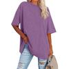 Womens' Fashionable And Casual Solid-color Basic Round-neck Short-sleeved Top