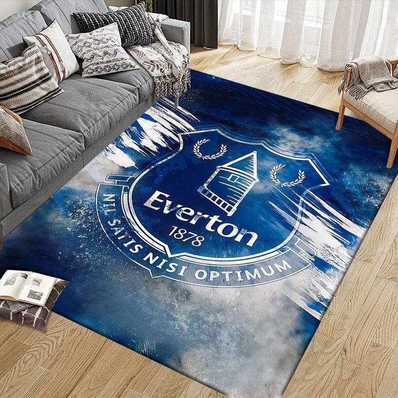 Everton FC Flannel Printed Carpet, Home Sofa Decoration for Living Room & Bedroom, Non‑Slip Play Flannel Floor Mat for Game Room