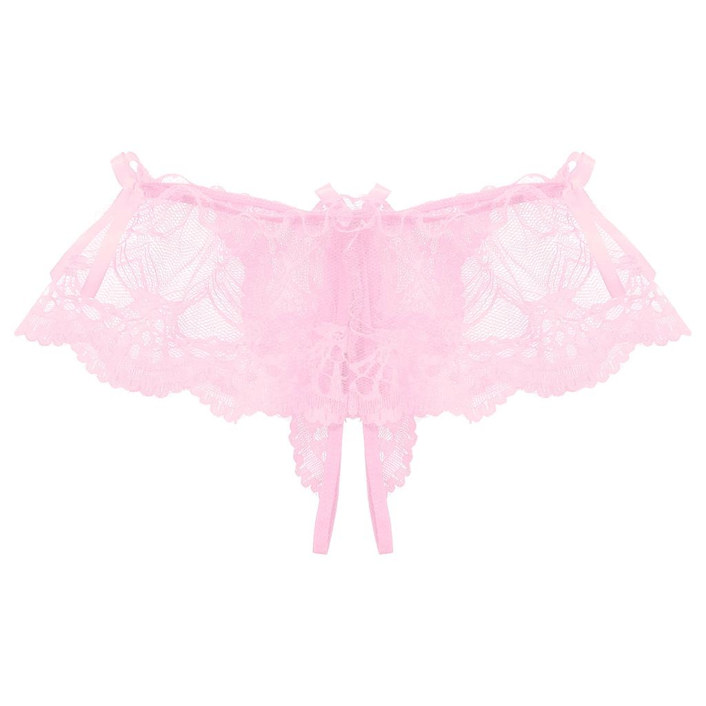 Мужские сетчатые прозрачные кружевные юбки, стринги-стринги, трусы с Т-образной спинкой и бантом, нижнее белье