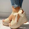 2024women Sandals Lace Leisure Women Wedges Heeled Women Sandals Summer Sandals Party Platform High Heels Shoes Woman