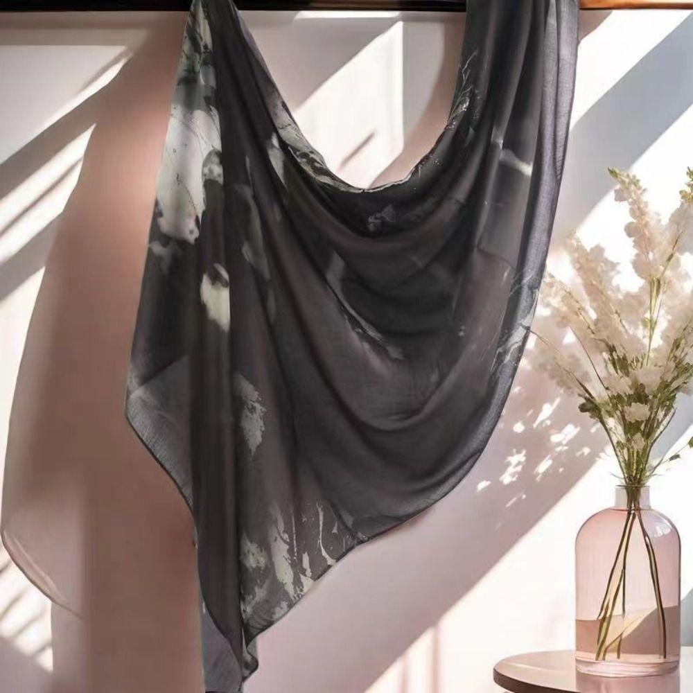 Breathable Floral Printed Shawl Scarves Watercolour Women Turbans Fashion Hijab Scarf