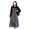 2025 Осень/Зима Ретро Клетчатый Стиль Двойка – Модное, омолаживающее платье MM Plus Size с длинными рукавами