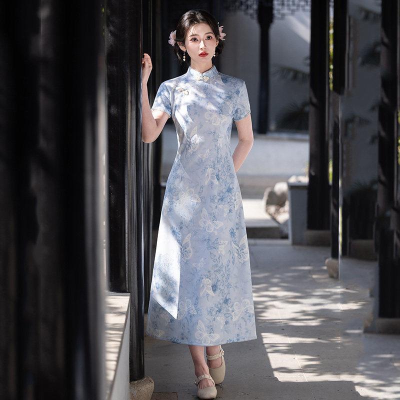 Pink national style new Chinese Aodai improved cheongsam 1011 new young women's high-end dress spring and summer