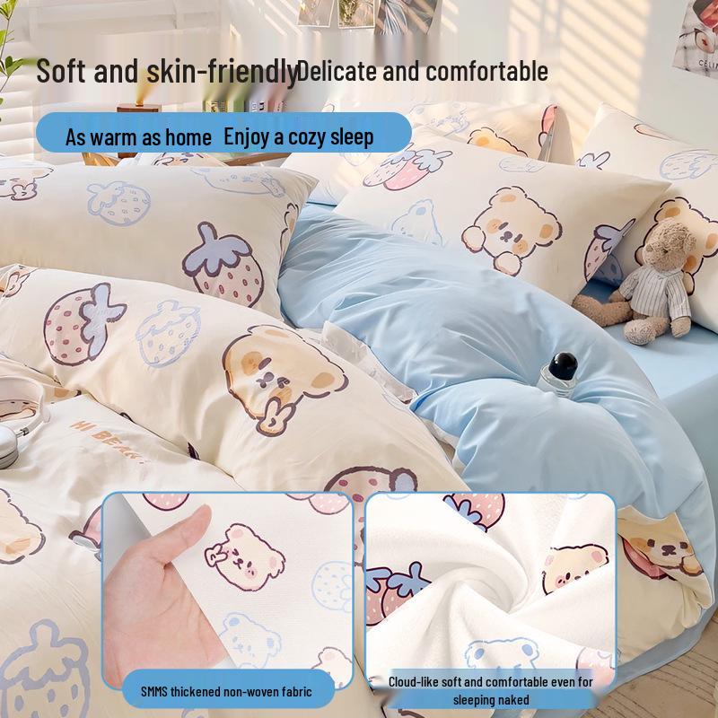 Очень большой толстый одноразовый гостиничный постельный комплект: Пододеяльник, наволочка, банное полотенце и грязеотталкивающая простыня.