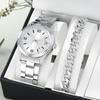 (Bracelet+watch) Fashion Men's Stainless Steel Quartz Watch Set (including Bracelet)