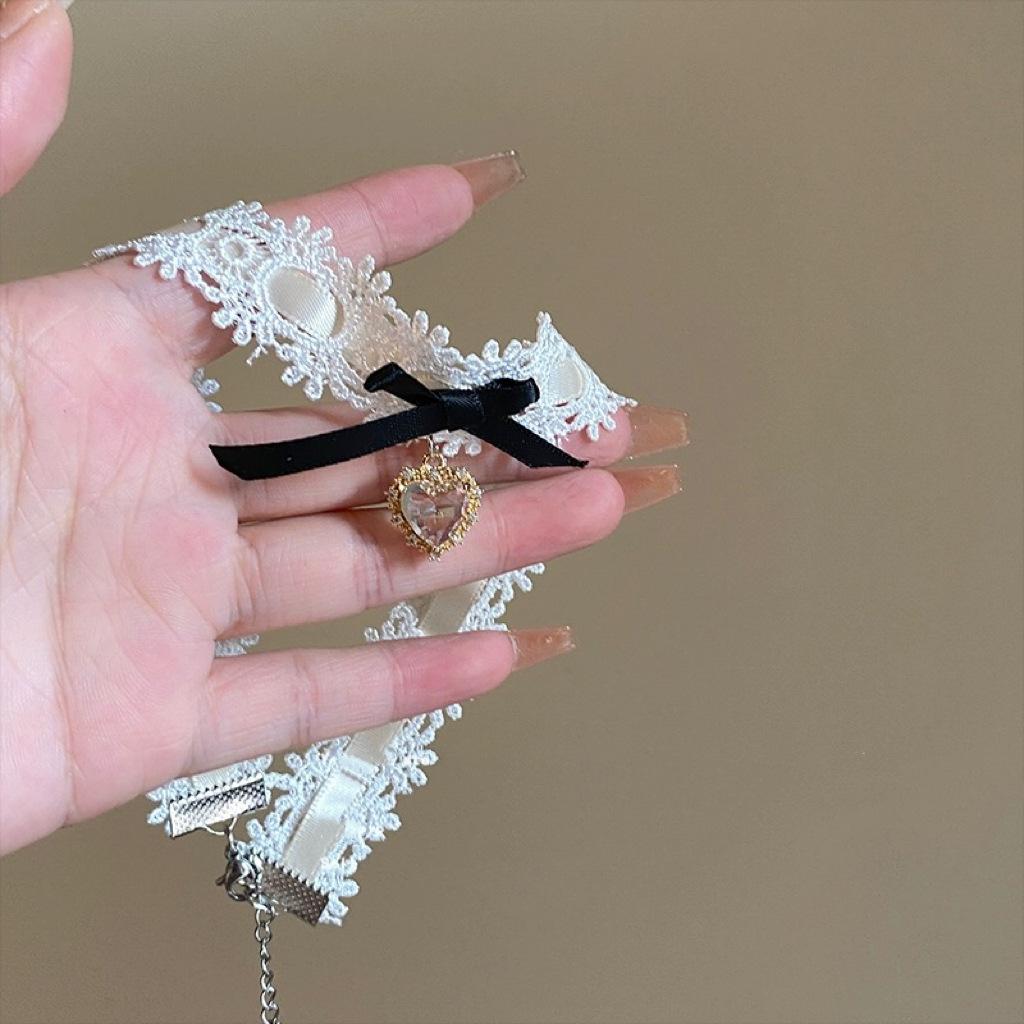 Первый спелый сладкий персик, кружевное ожерелье-чокер с бантом в виде банта, ожерелье-воротник с нишевым дизайном, милые аксессуары