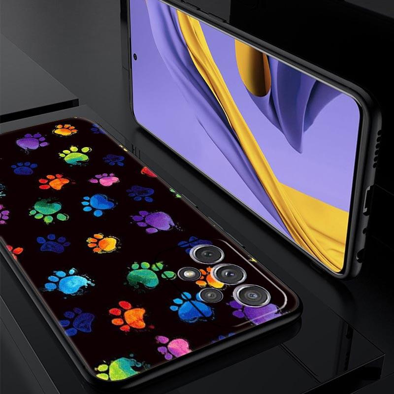 Чехол для телефона Samsung Galaxy A13 A15 A17 A07 A21S A22 A23 A25 A31 A73 A32 A52 A52S A41 5G Мягкий ТПУ Корпус Отпечаток Лапы Собаки Милый