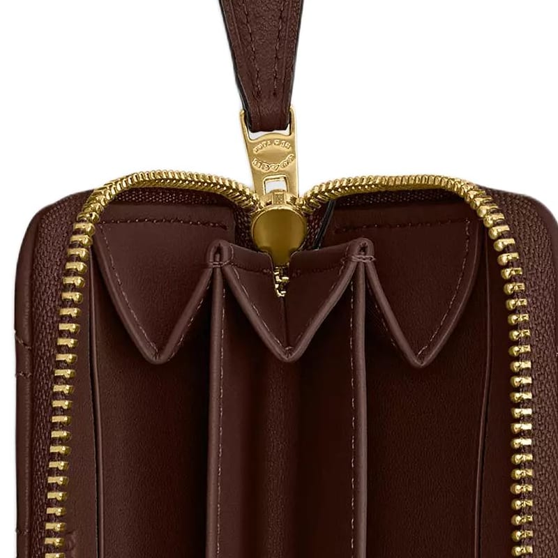 COACH Zip Around Nappa Leather Wallet Small Women's Maple CM505-B4MPL