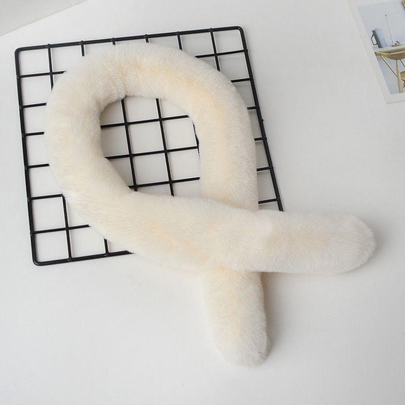 New Imitation Rex Rabbit Fur Scarf Korean Version Thin Strips Versatile Fur Scarf Small Cross Plush Long Narrow Collar Thickened for Women